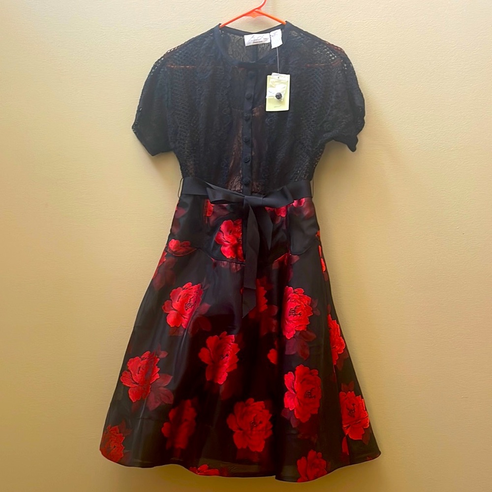 Byron Lars Castilian Black Red Rose dress